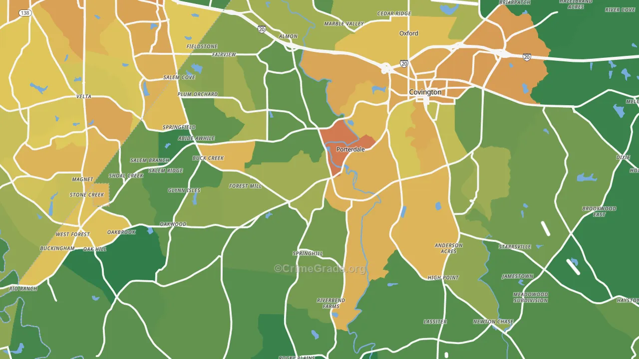Covington, GA Map of Murder Rates