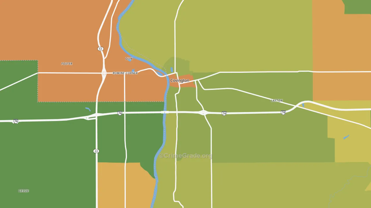 Covington, IN Map of Murder Rates
