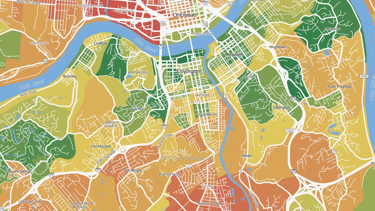 Covington, KY Map of Murder Rates