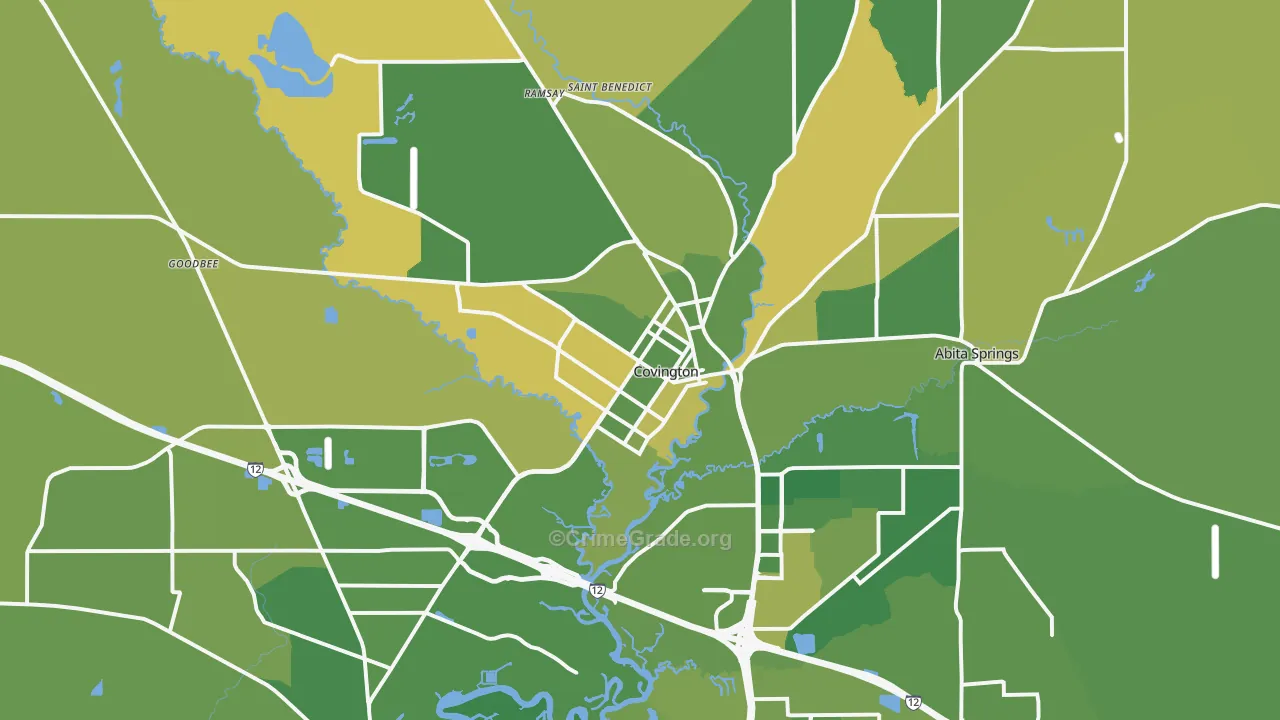 Covington, LA Map of Murder Rates