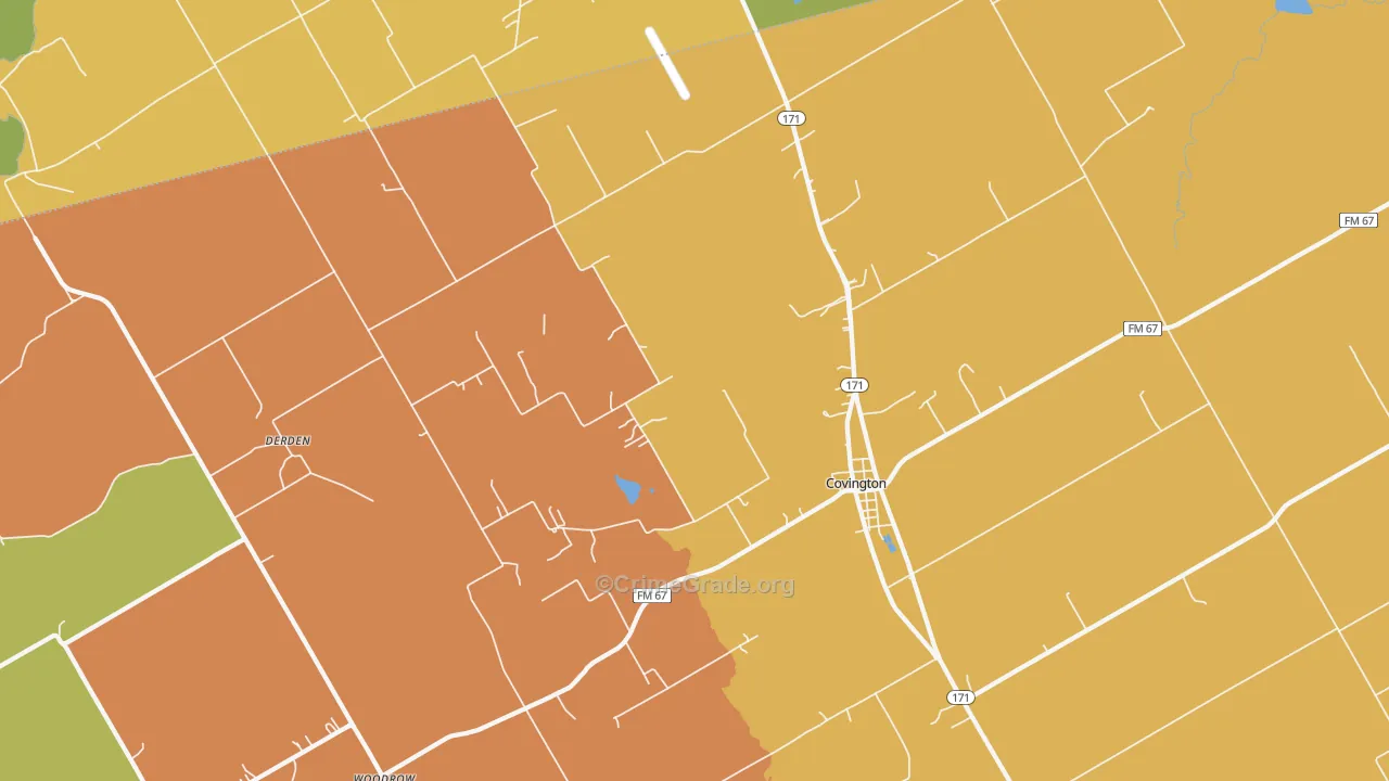 Covington, TX Map of Murder Rates
