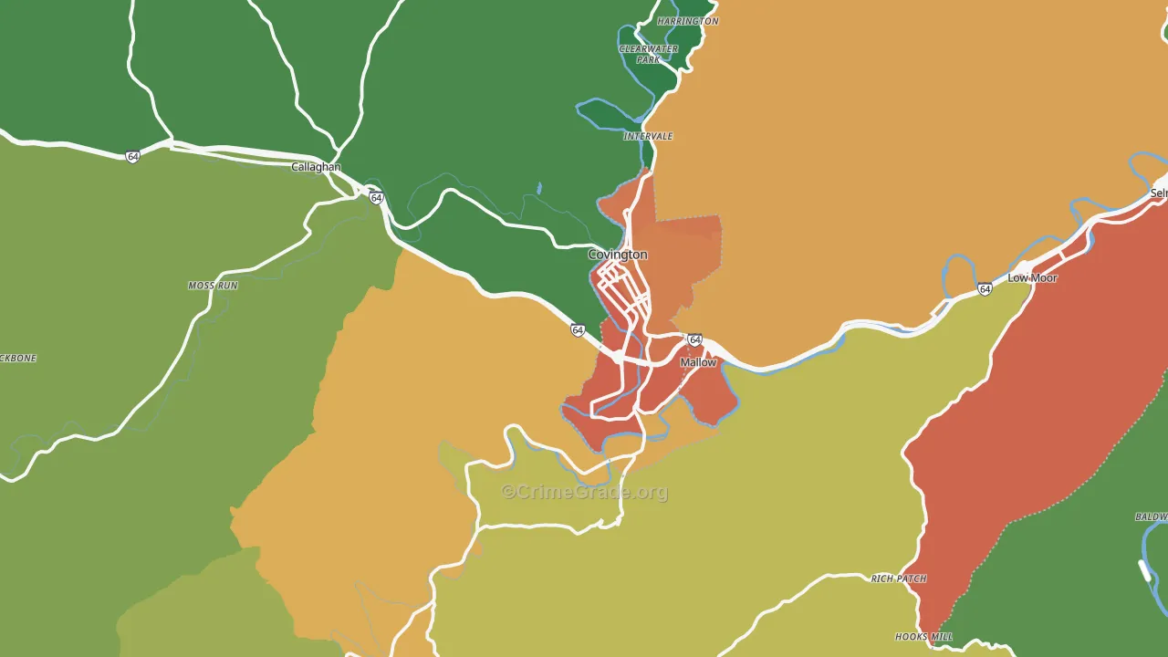 Covington, VA Map of Murder Rates