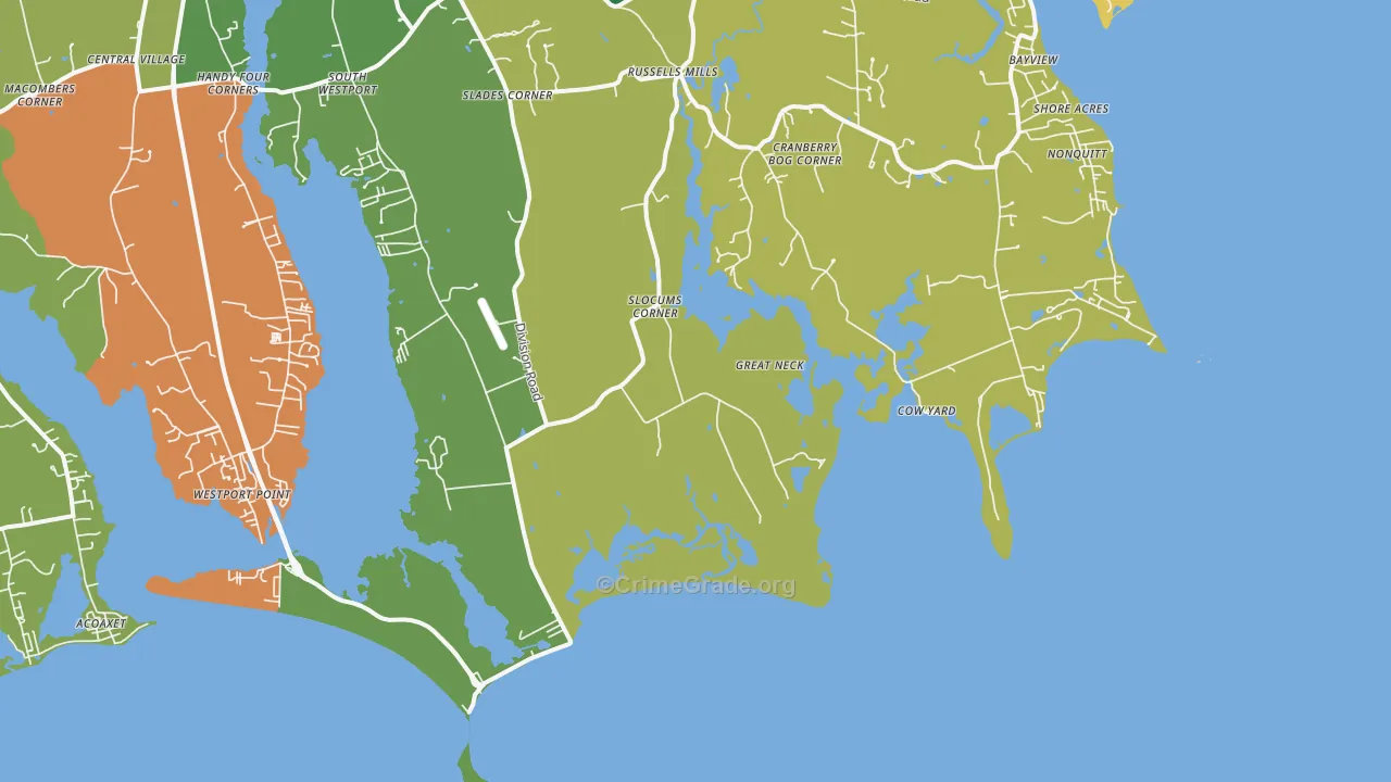 Cow Yard, MA Map of Murder Rates