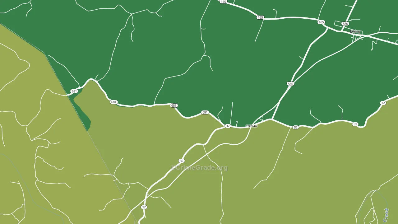 Cowan, KY Map of Murder Rates