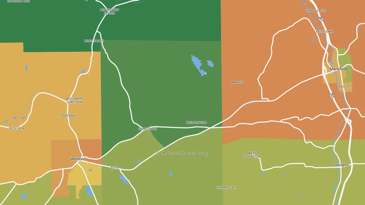 Cowanesque, PA Map of Murder Rates