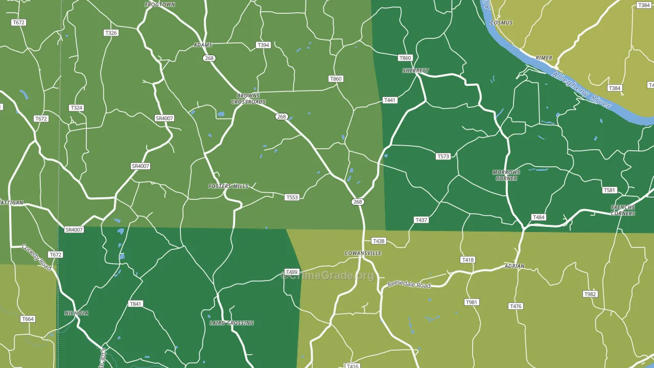 Cowansville, PA Map of Murder Rates