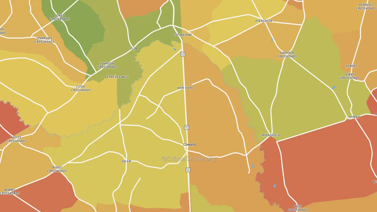 Coward, SC Map of Murder Rates