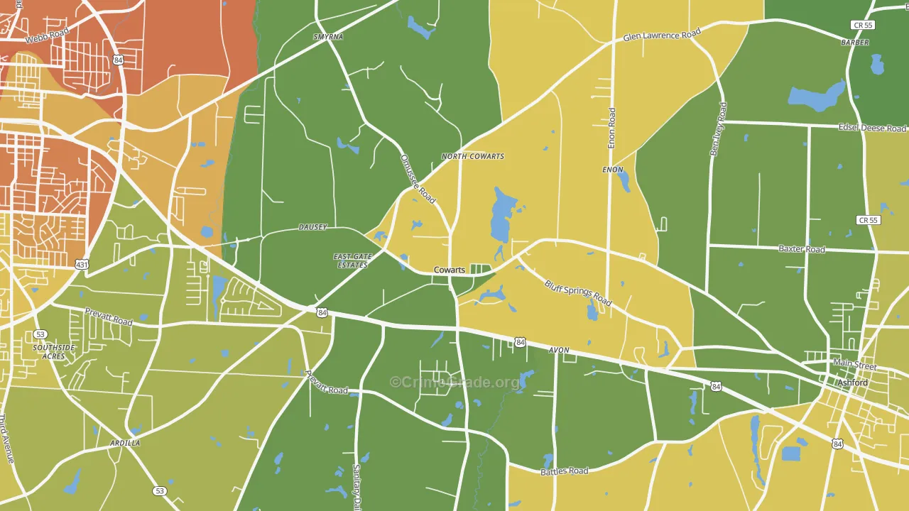 Cowarts, AL Map of Murder Rates