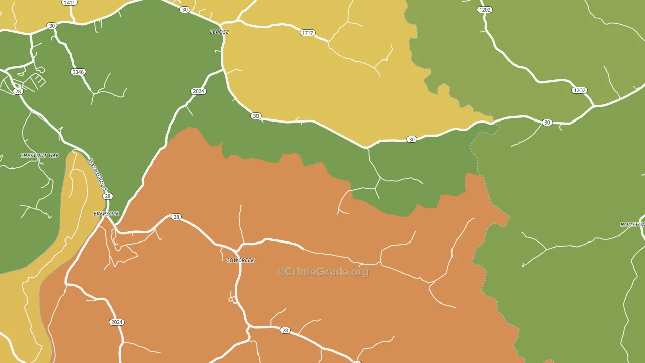Cowcreek, KY Map of Murder Rates