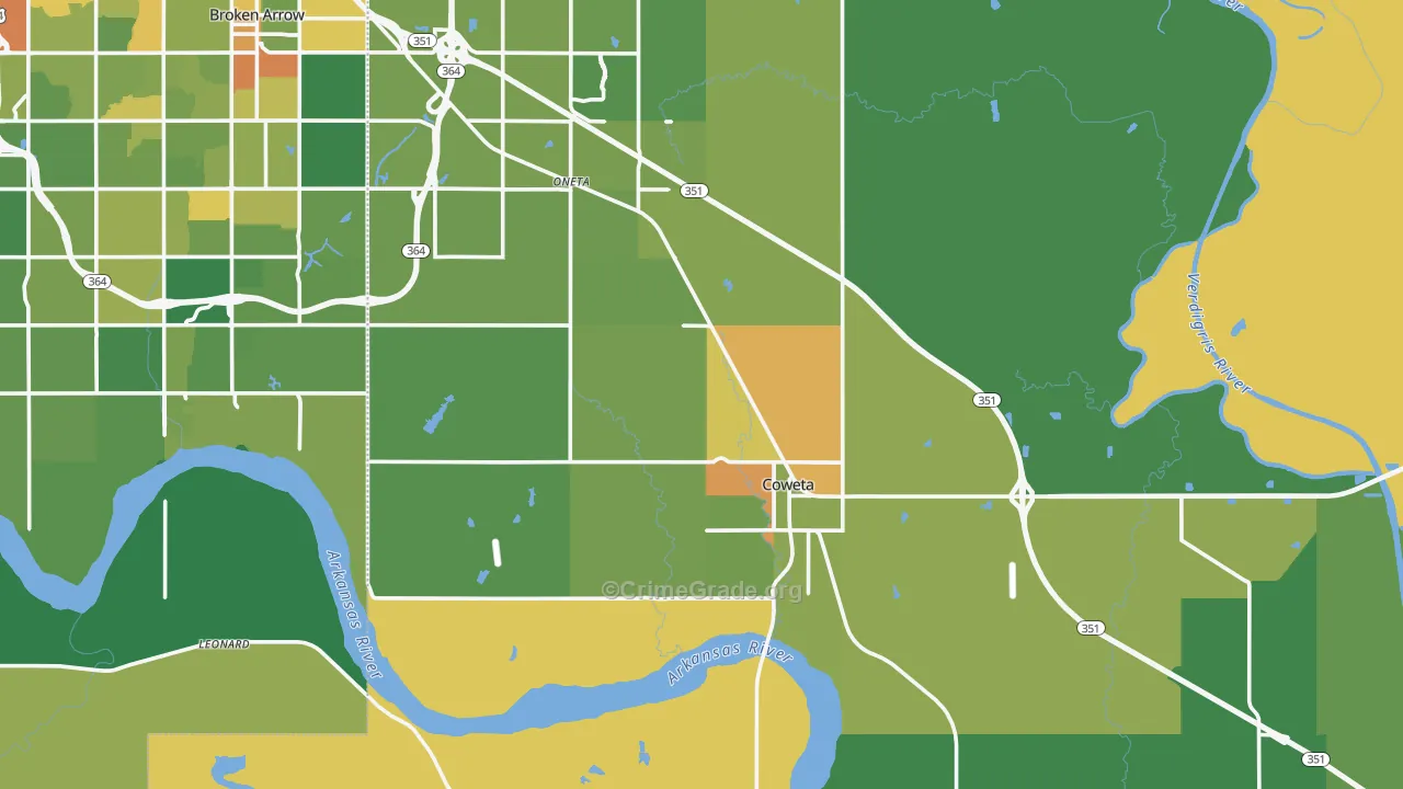 Coweta, OK Map of Murder Rates