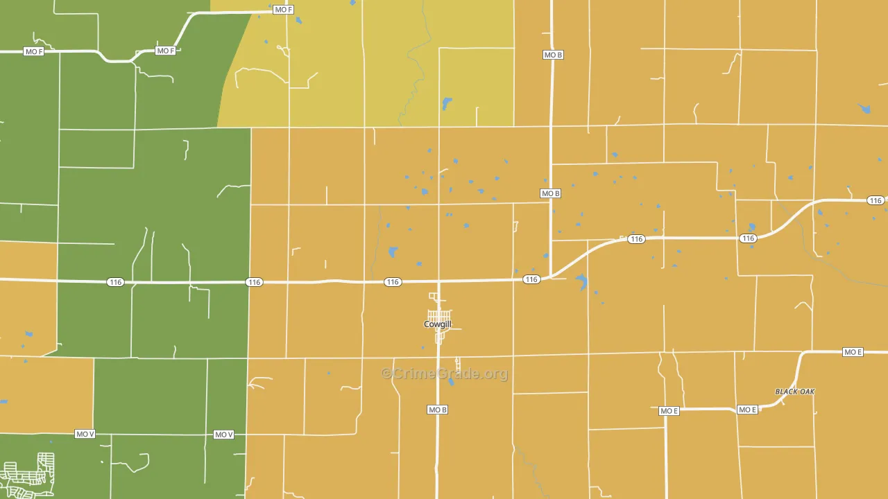 Cowgill, MO Map of Murder Rates