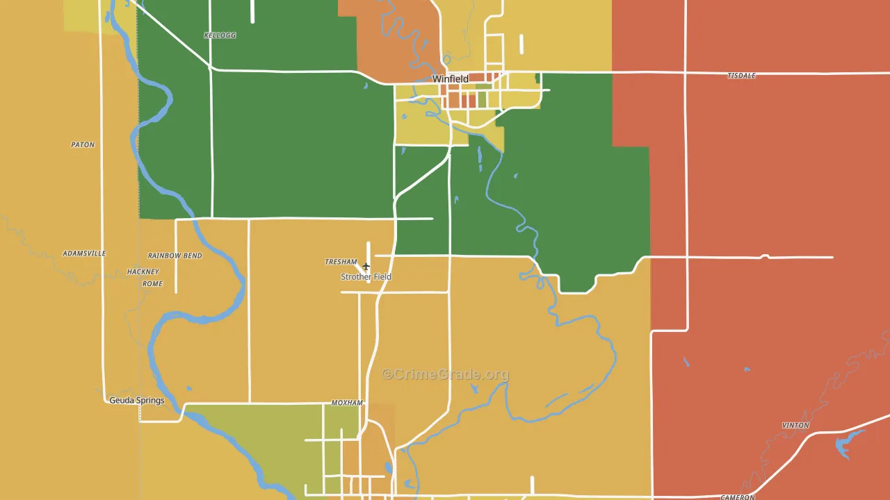 Cowley County, KS Map of Murder Rates