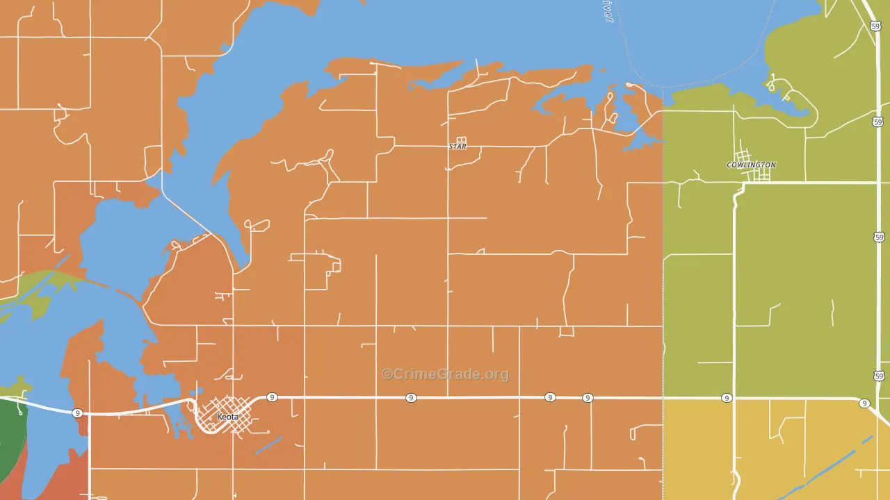 Cowlington, OK Map of Murder Rates