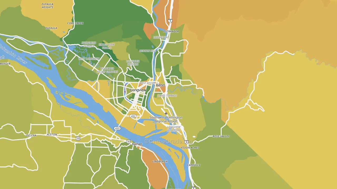 Cowlitz County, WA Map of Murder Rates