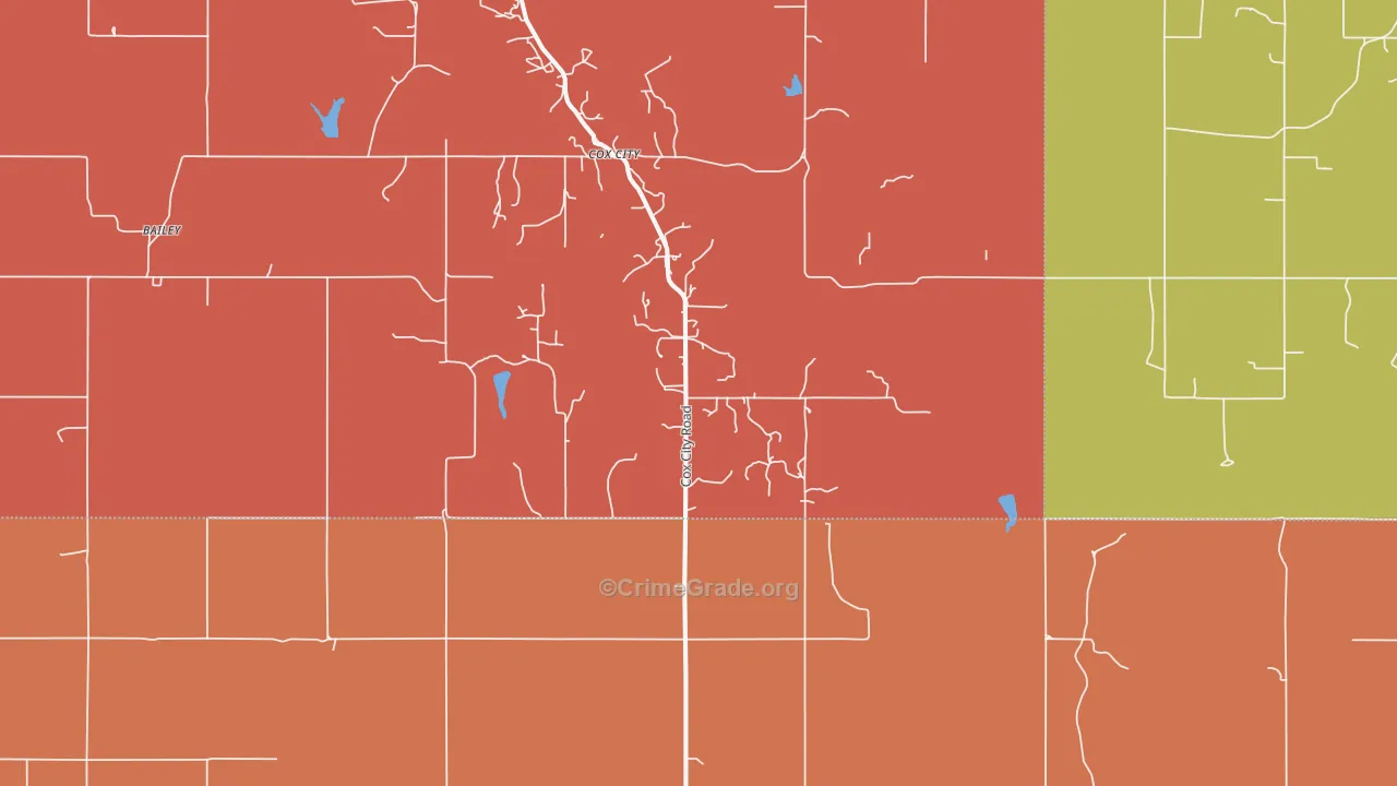 Cox City, OK Map of Murder Rates