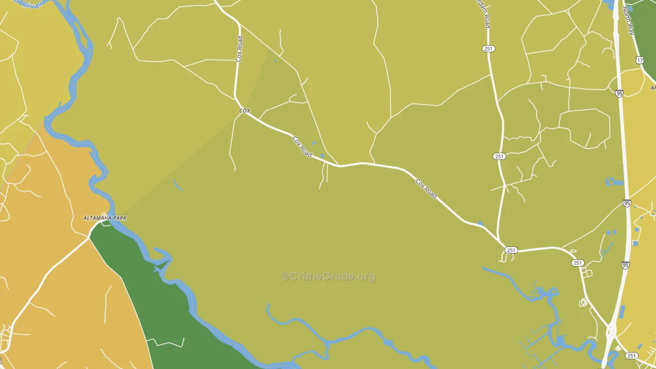 Cox, GA Map of Murder Rates
