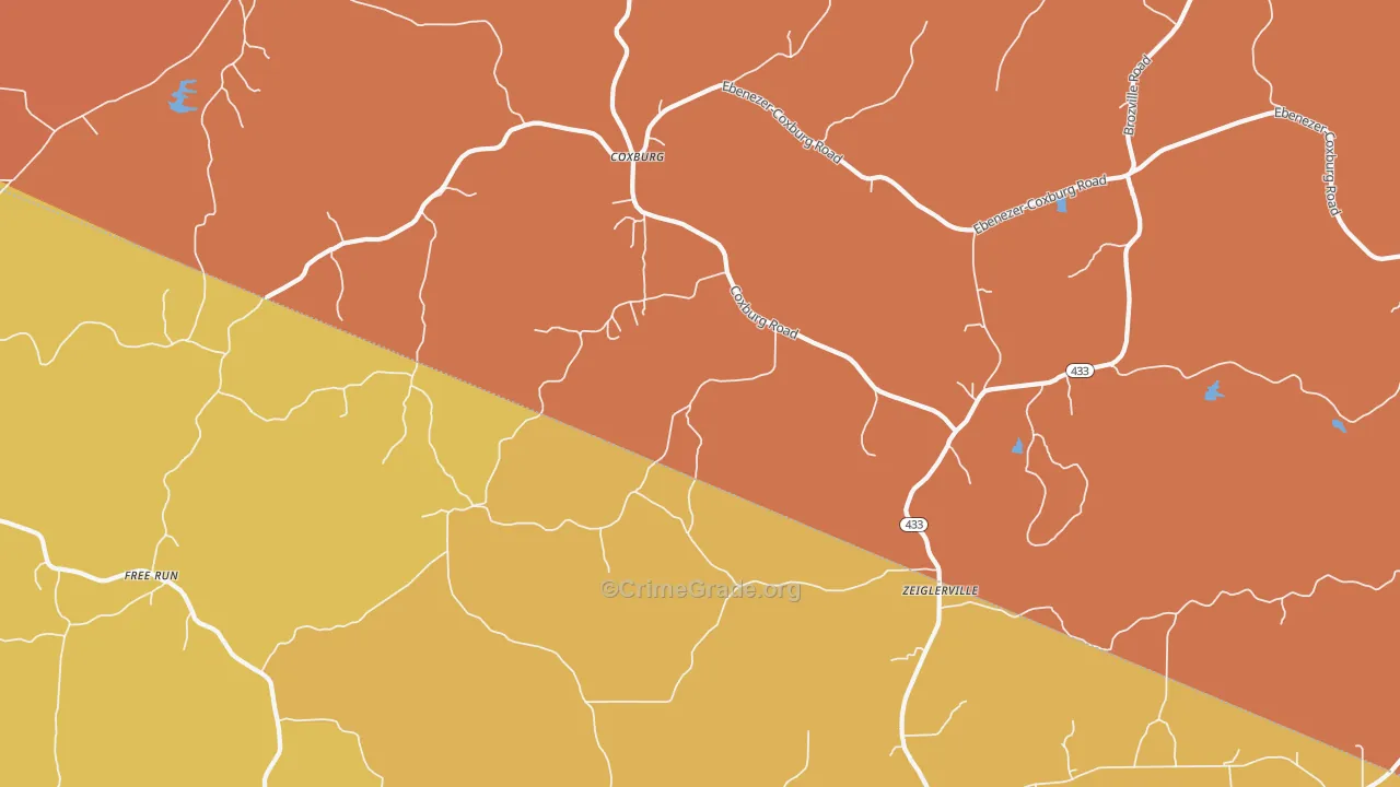 Coxburg, MS Map of Murder Rates