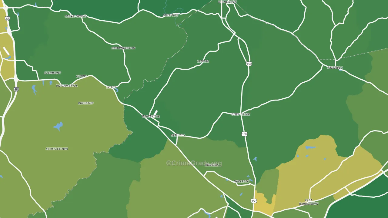 Coxs Creek, KY Map of Murder Rates