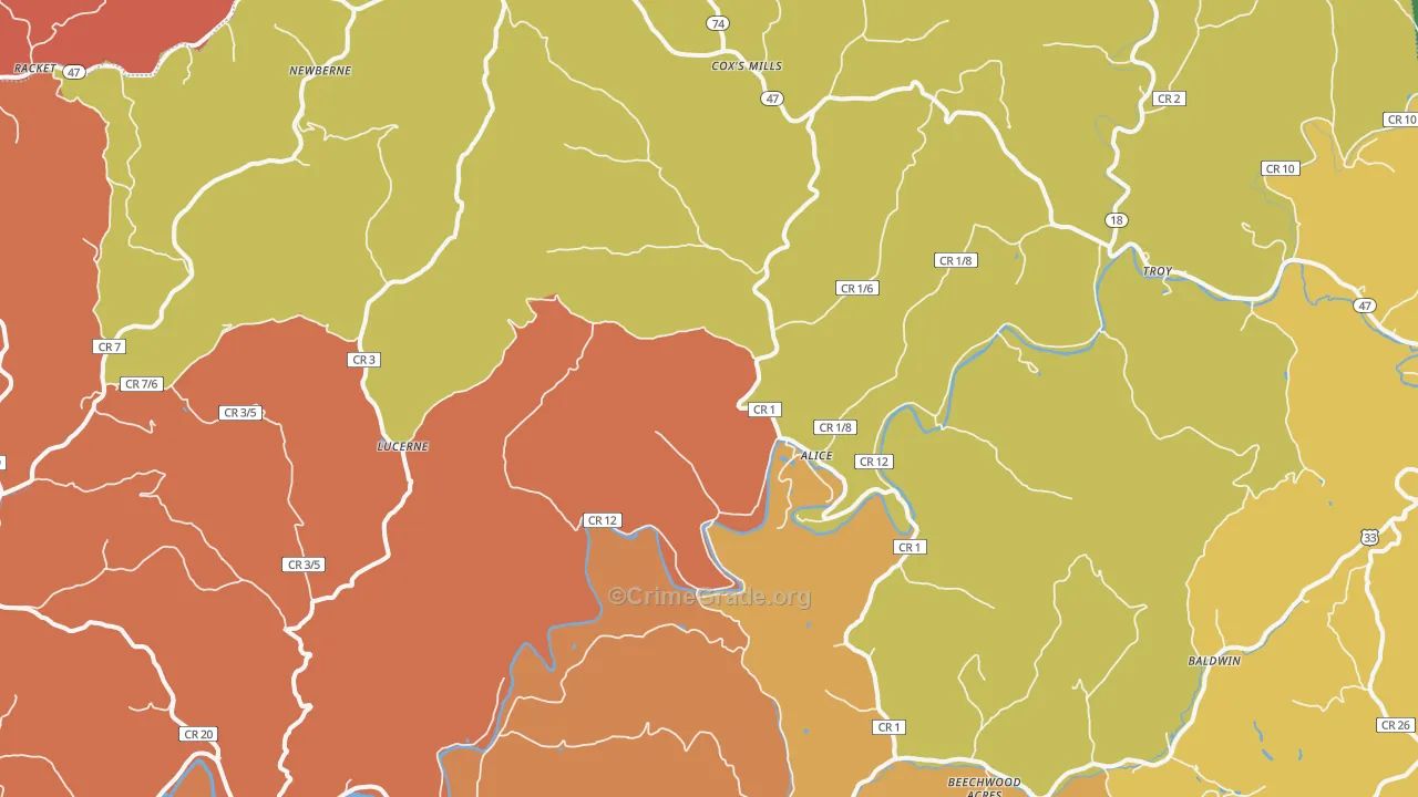 Coxs Mills, WV Map of Murder Rates