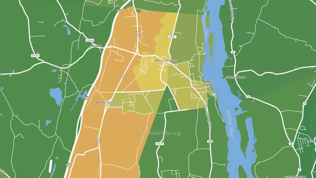 Coxsackie, NY Map of Murder Rates