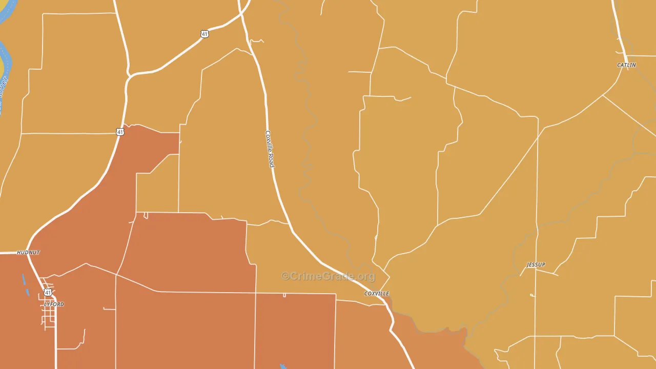 Coxville, IN Map of Murder Rates