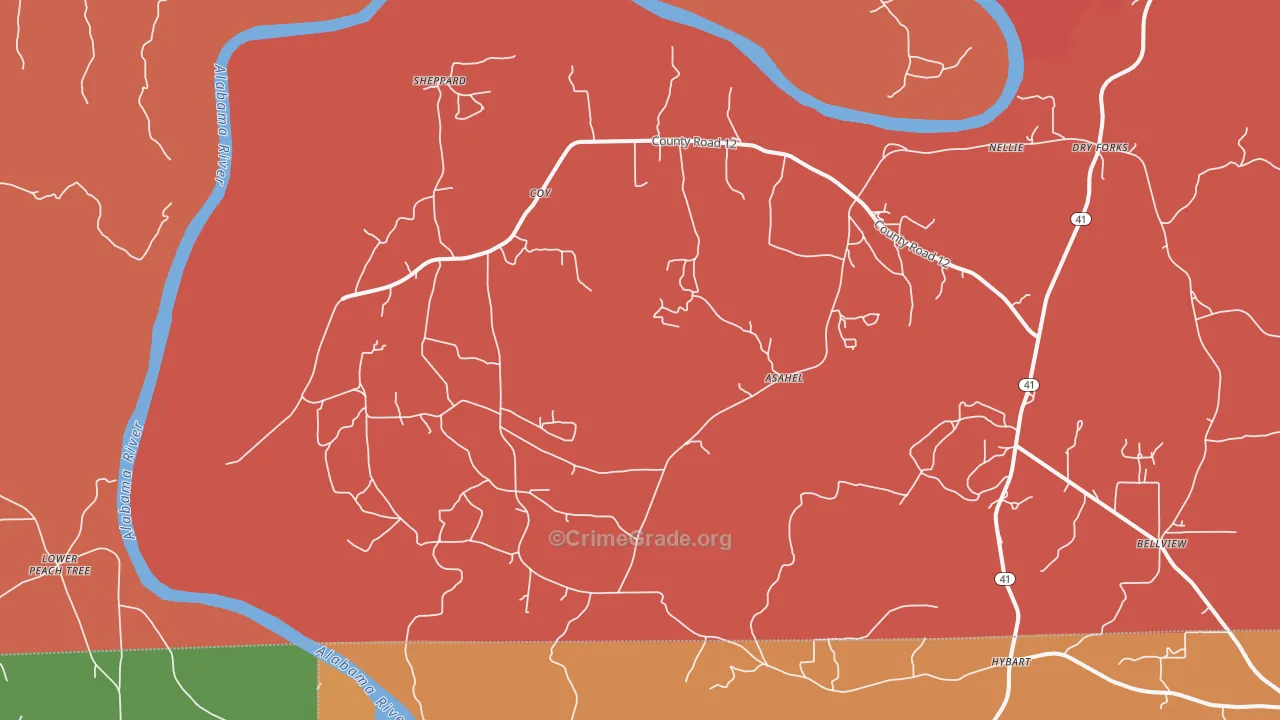 Coy, AL Map of Murder Rates