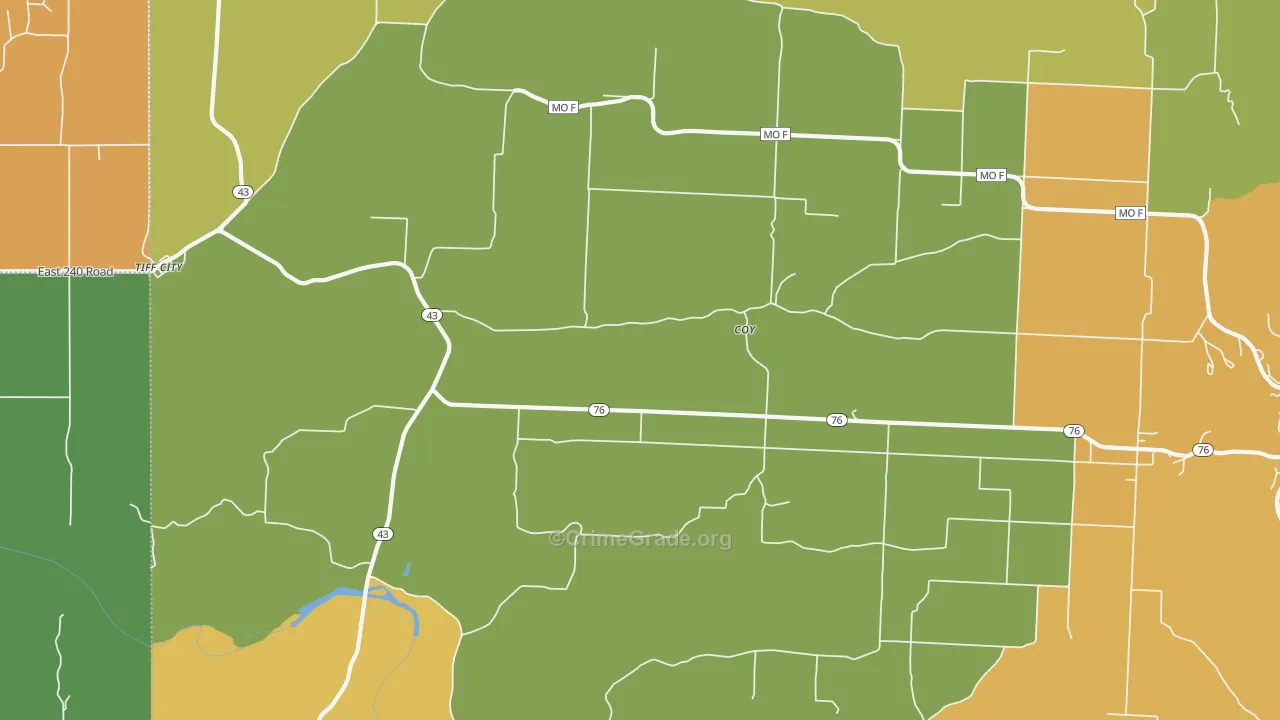 Coy, MO Map of Murder Rates