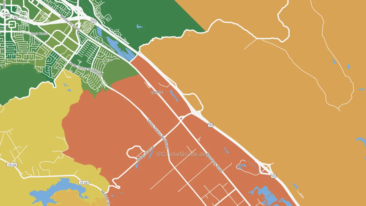 Coyote, CA Map of Murder Rates