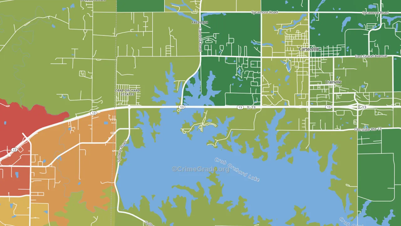 Crab Orchard Estates, IL Map of Murder Rates
