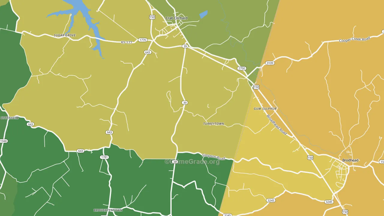 Crab Orchard, KY Map of Murder Rates