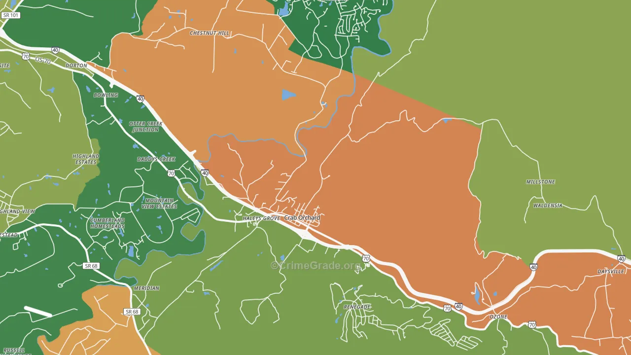Crab Orchard, TN Map of Murder Rates
