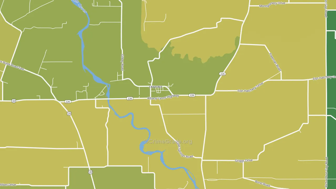 Crabtree, OR Map of Murder Rates