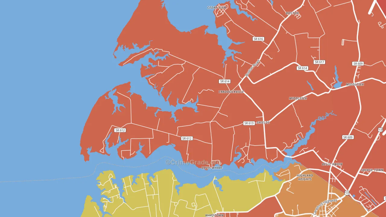 Craddockville, VA Map of Murder Rates