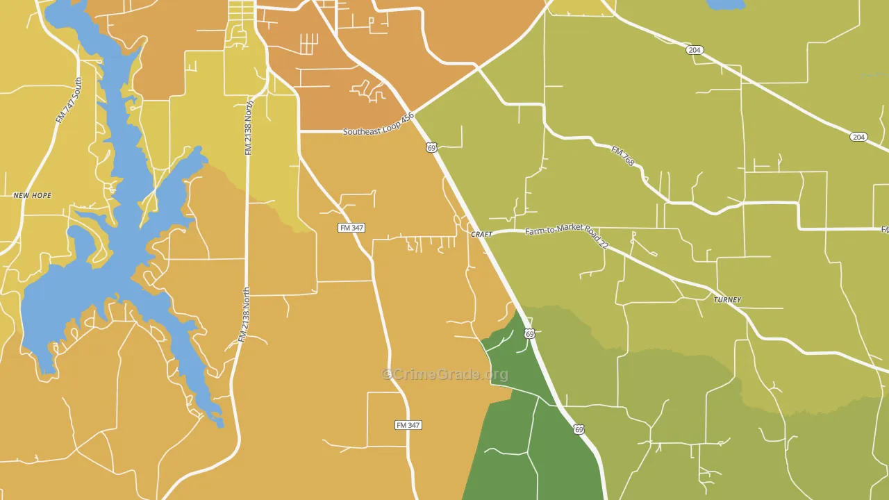 Craft, TX Map of Murder Rates