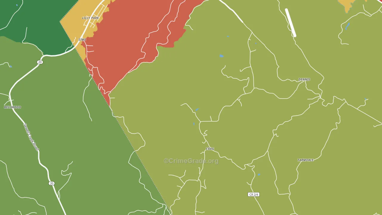 Crag, WV Map of Murder Rates