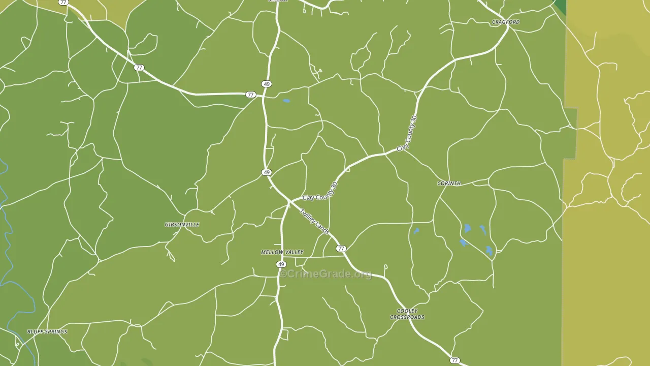 Cragford, AL Map of Murder Rates