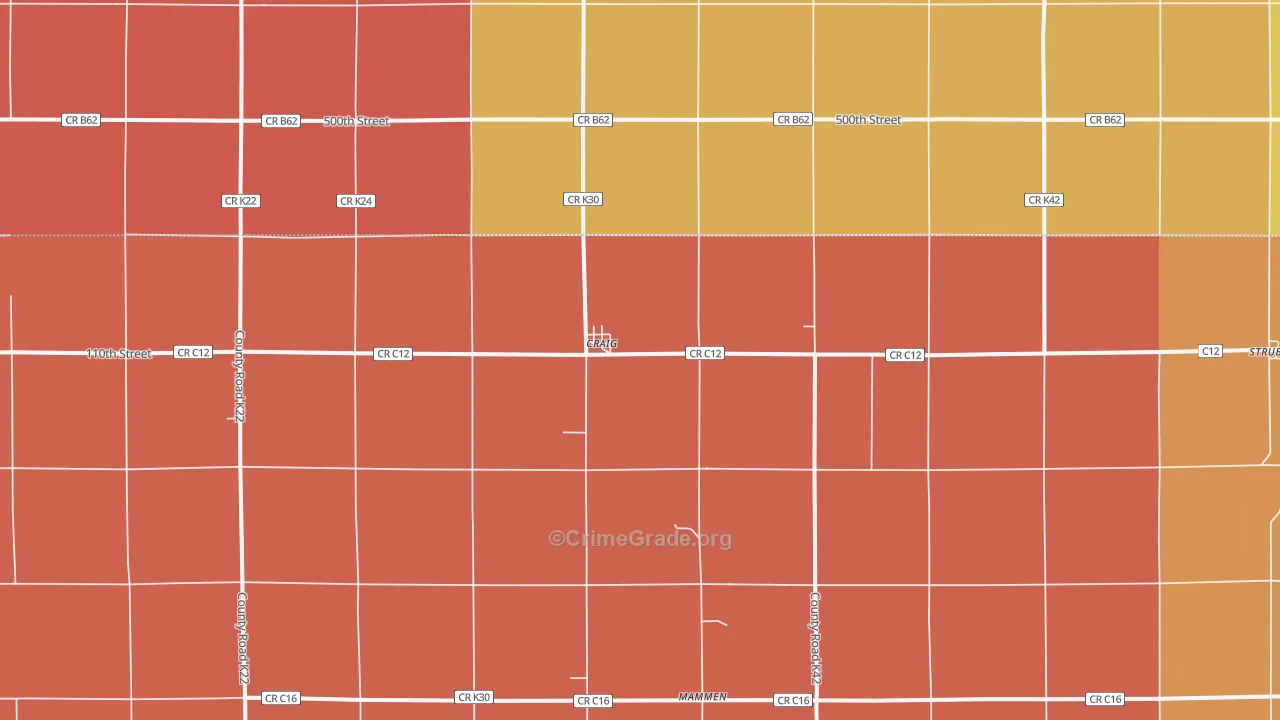 Craig, IA Map of Murder Rates