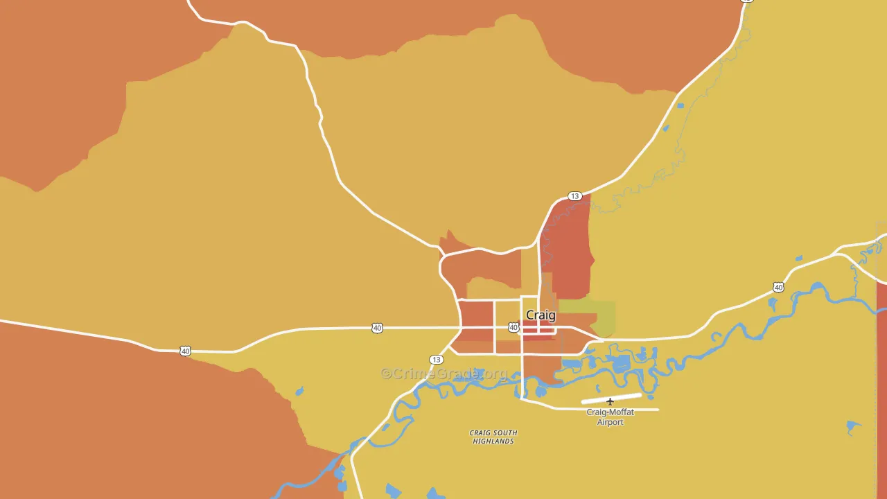 Craig South Highlands, CO Map of Murder Rates