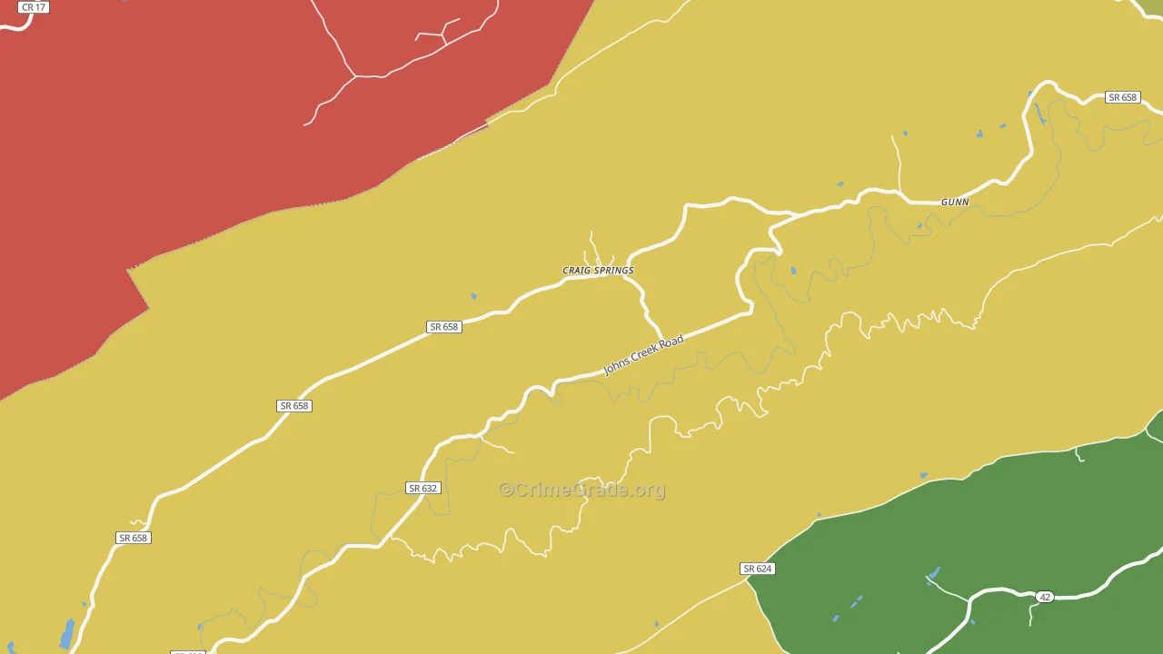 Craig Springs, VA Map of Murder Rates