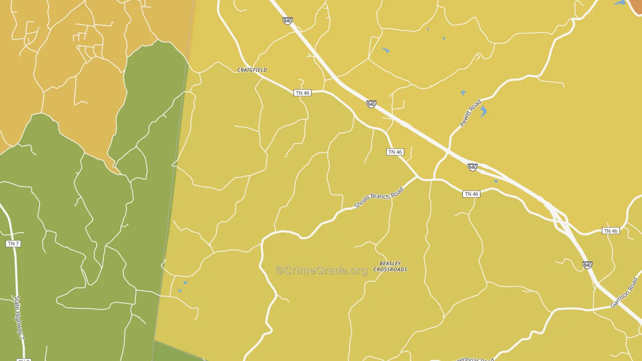 Craigfield, TN Map of Murder Rates