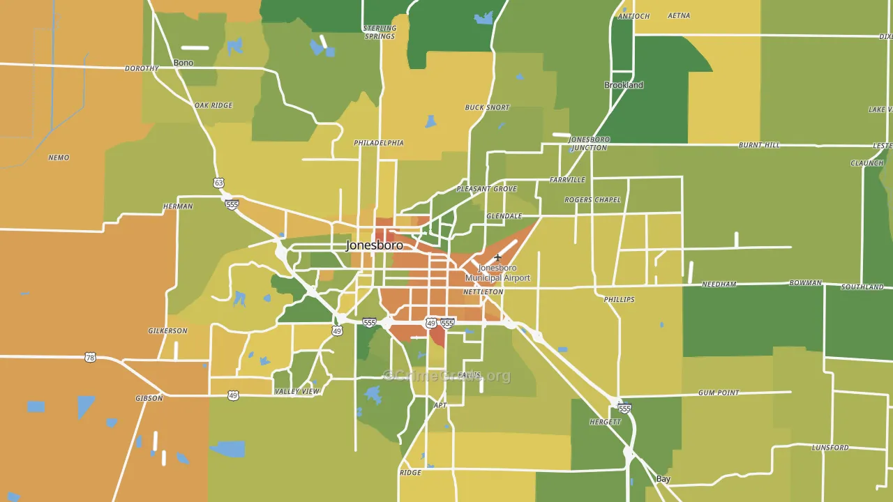 Craighead County, AR Map of Murder Rates