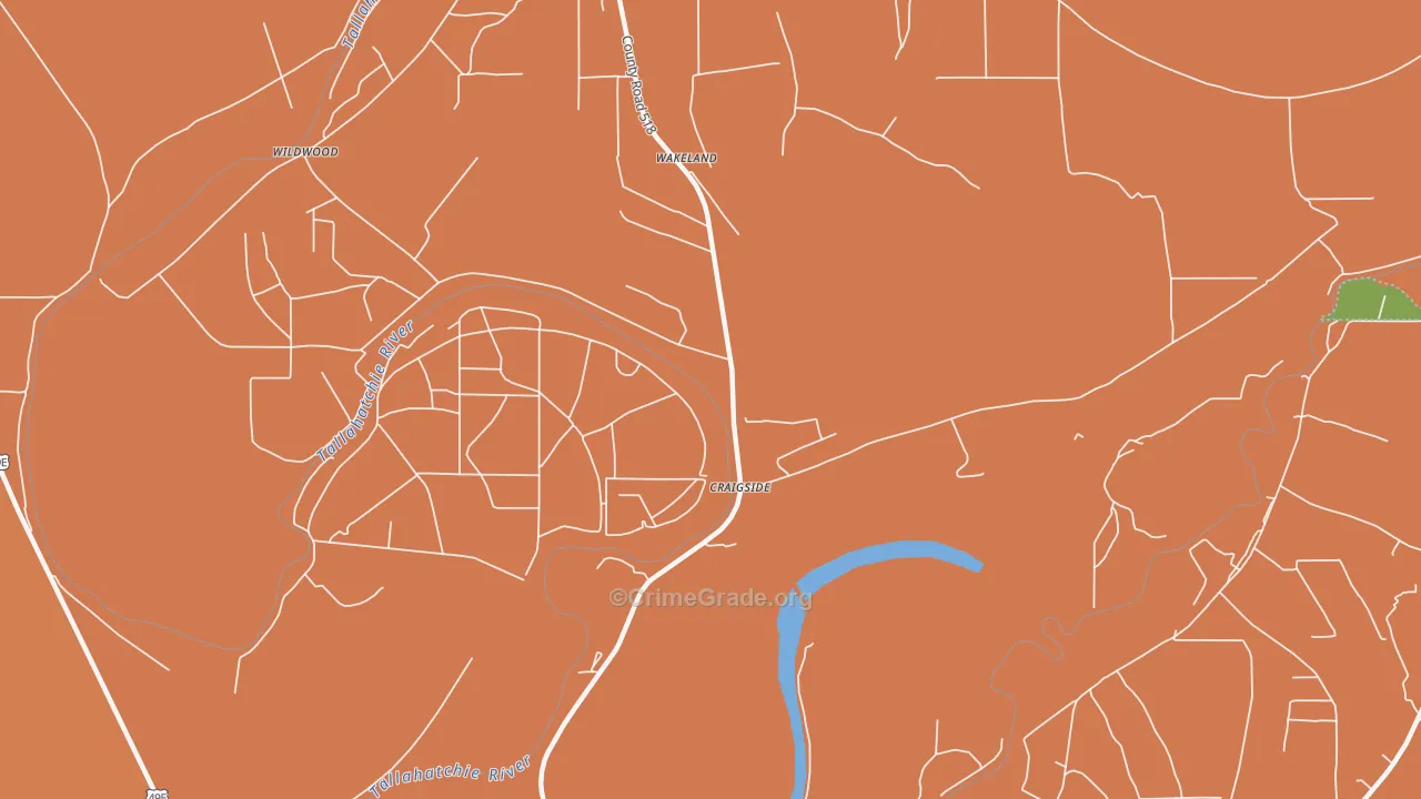 Craigside, MS Map of Murder Rates