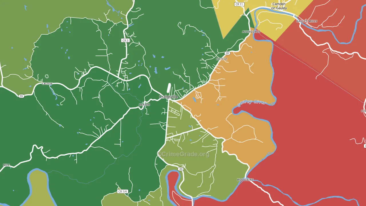 Craigsville, WV Map of Murder Rates