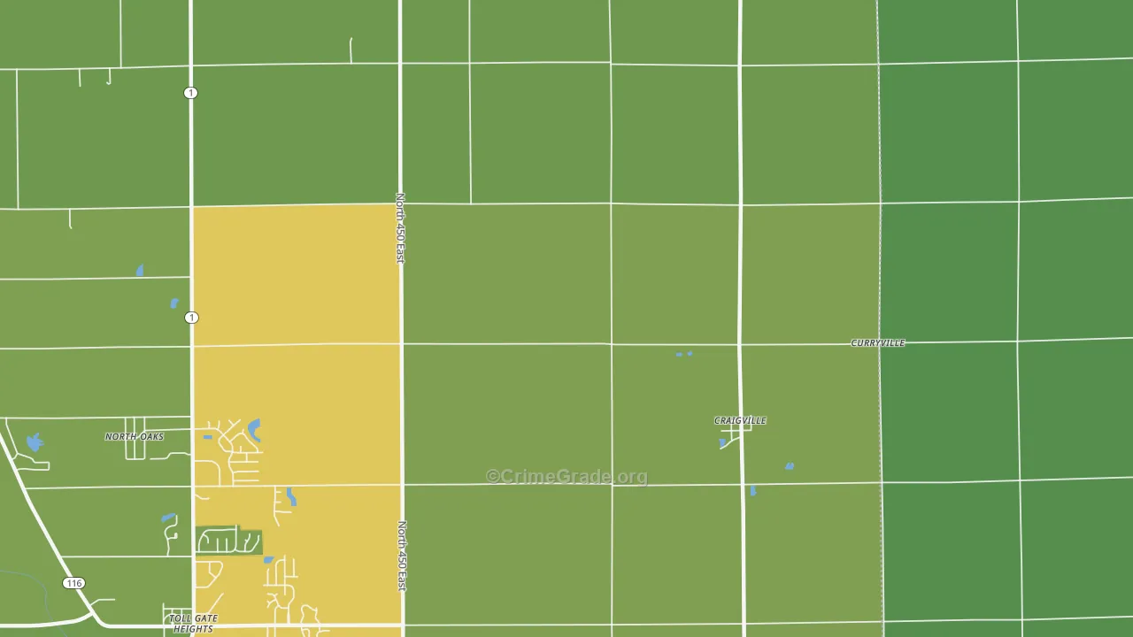 Craigville, IN Map of Murder Rates