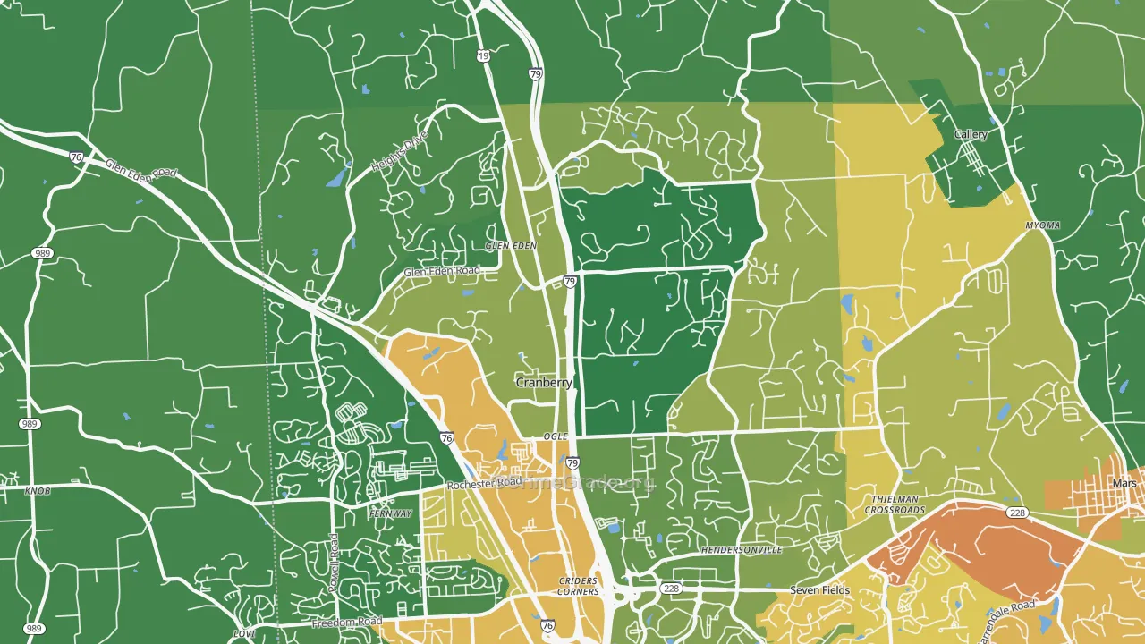 Cranberry Twp, PA Map of Murder Rates