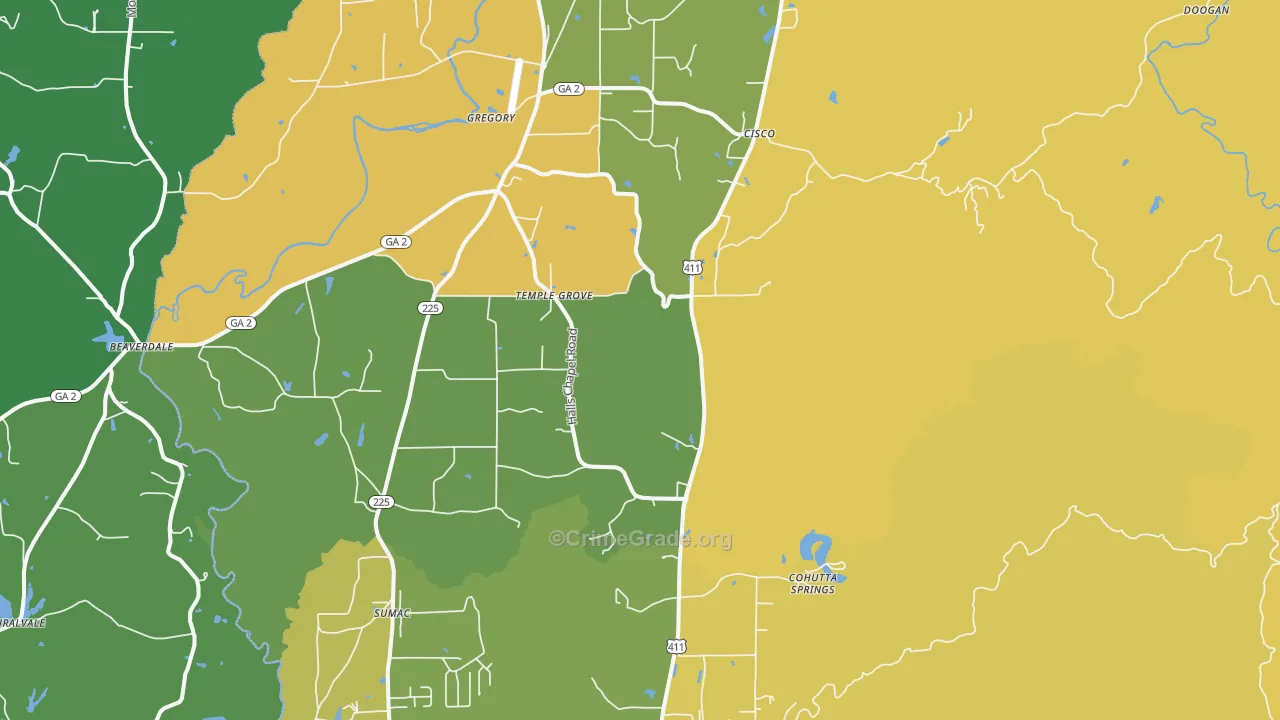 Crandall, GA Map of Murder Rates