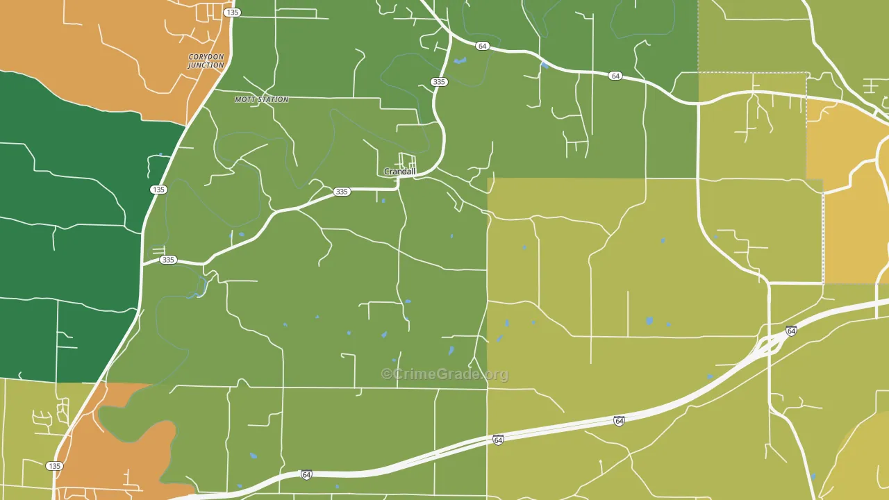 Crandall, IN Map of Murder Rates