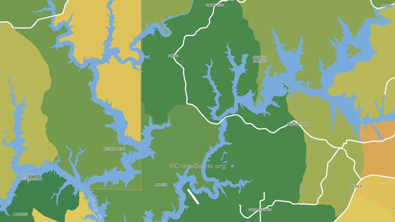 Crane Hill, AL Map of Murder Rates