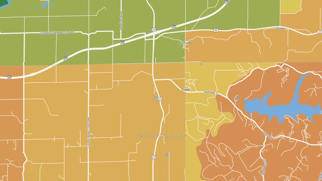 Crane, IN Map of Murder Rates
