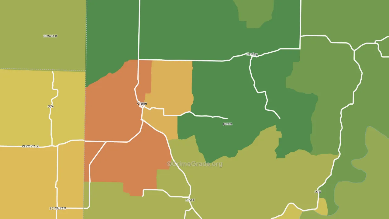 Crane, MO Map of Murder Rates